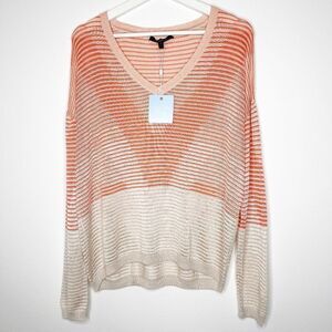 ST. JOHN Degrade Stripe Knit V-Neck Sweater 